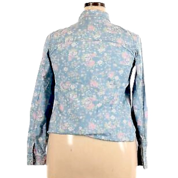 Mossimo Supply Co size large light blue button down pearl snap pink floral shirt - Picture 12 of 12